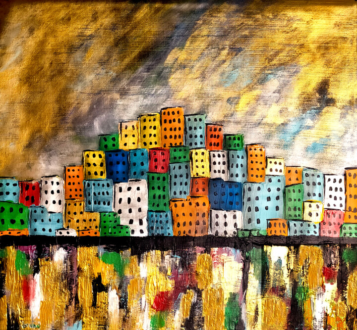 la ville d'or 绘画, 19.7x19.7 in