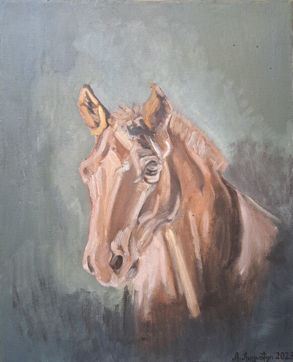 Koń na zielonym tle 绘画, 20.5x16.5 in