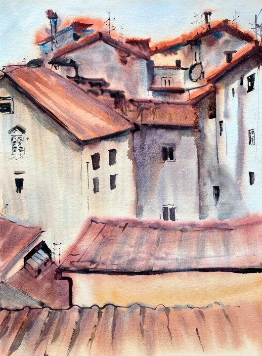 Florence’s rooftops 绘画, 15.8x11.8 in