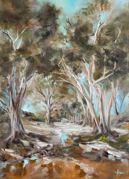 绘画 标题为“AUSTRALIAN EUCALYPT…” 由Anna Gurechkina, 原创艺术品, 油 安装在木质担架架上