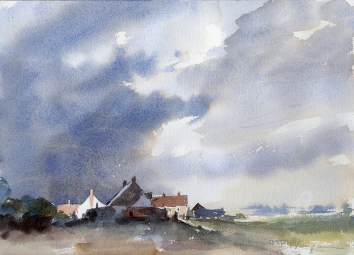 Peinture intitulée "Après l'orage" par Sylvie Vernageau, Œuvre d'art originale, Aquarelle