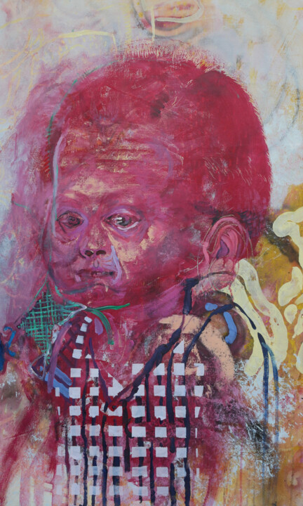Enfant à la chemise à carreaux 绘画, 33.5x22.4 in