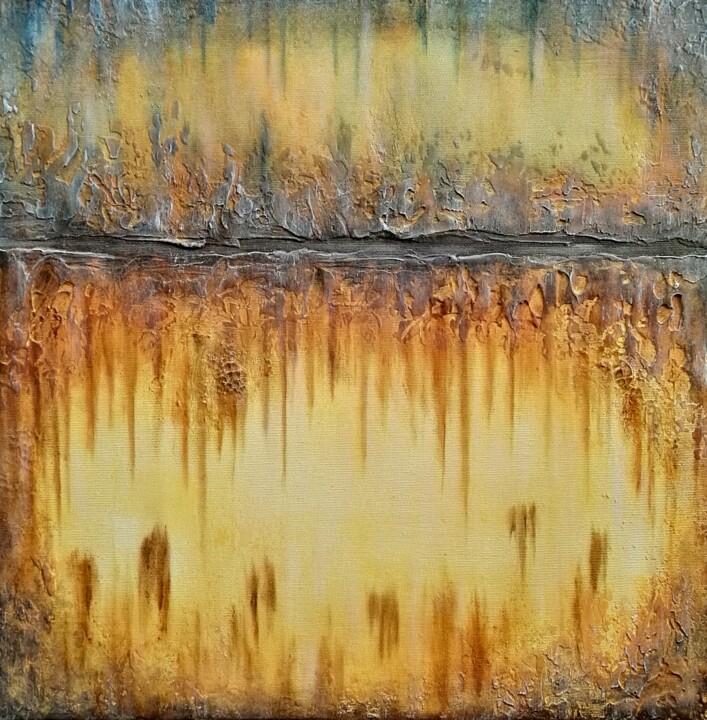 Peinture abstraite sur toile avec texture 绘画, 15.8x15.8 in