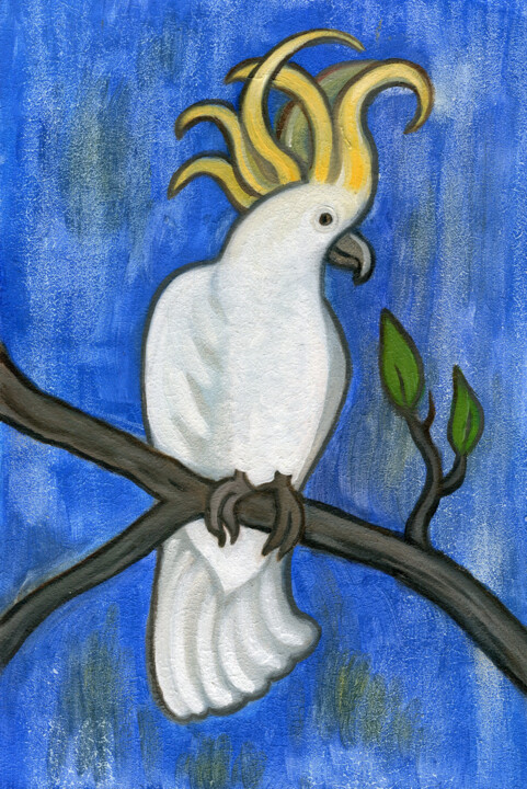 The parrot on the tree 绘画, 11.8x7.9 in