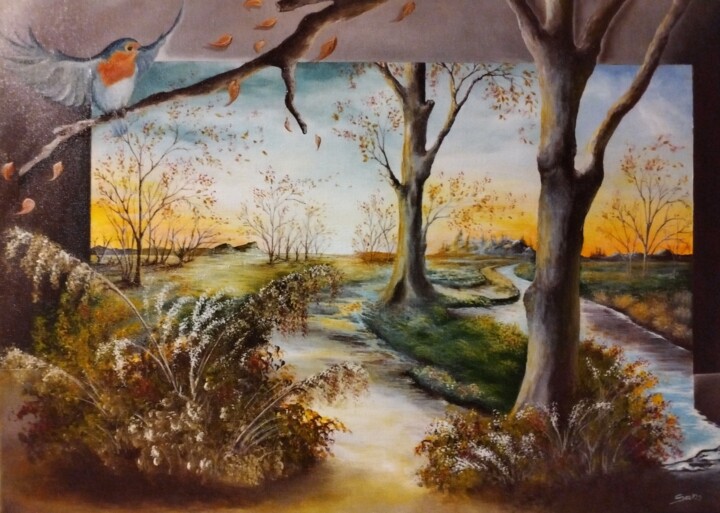 Paesaggio . Il mondo è un paradiso 绘画, 19.7x27.6 in