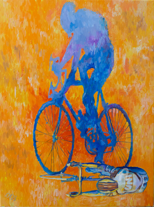 Peinture intitulée "Cyclist #2" par Katarzyna Machejek, Œuvre d'art originale, Huile Monté sur Châssis en bois