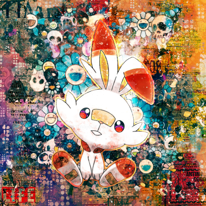 Pokemon : Scorbunny 绘画, 19.7x19.7 in