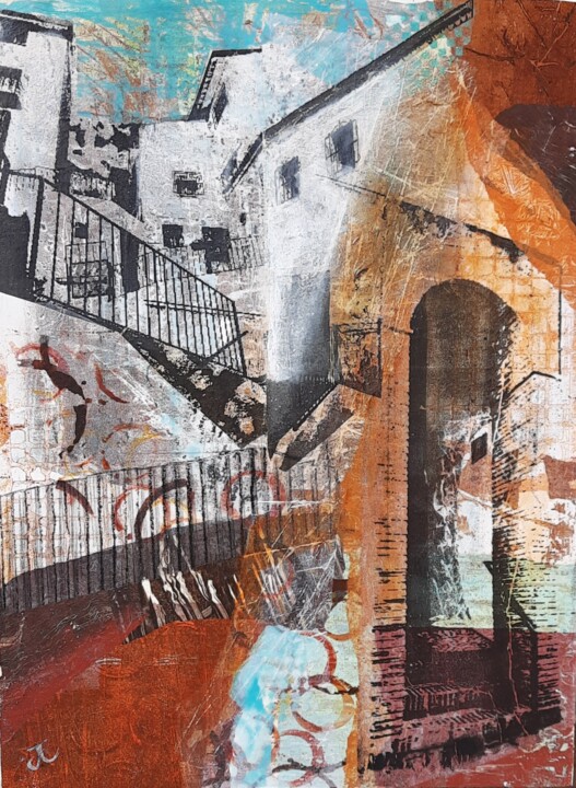 Painting titled "El Porton 1" by Jill Carrott, Original Artwork, Acrylic