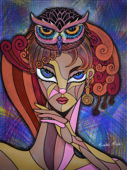 El búho de Mary 绘画, 15.8x11.8 in