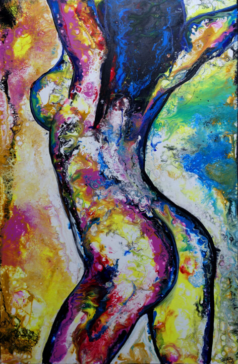 Wandbild Akt Frau erotik Bild handgemalt Backside 绘画, 35.4x23.6 in
