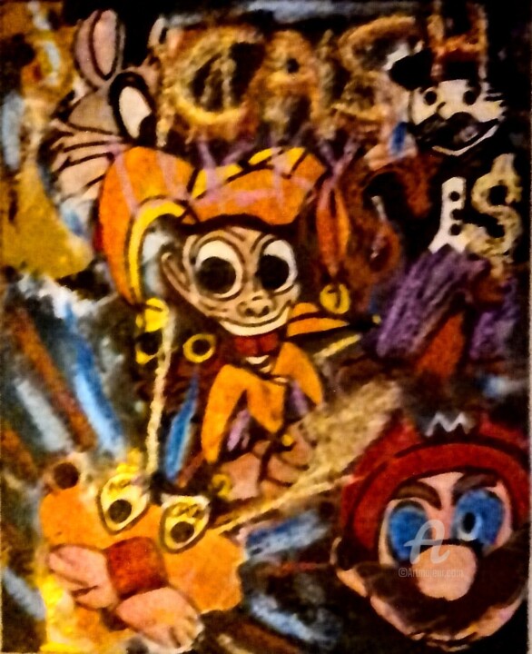 Schilderij getiteld "Pink and Friends" door Skylor Timeless, Origineel Kunstwerk, Acryl