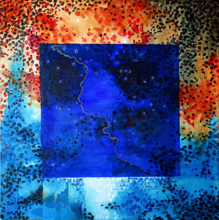 Peinture intitulée "Ligne de faille - p…" par Clau Redier-Clément, Œuvre d'art originale, Encre Monté sur Châssis en bois