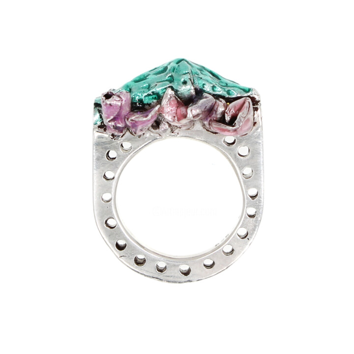 Silberring mit Blumenzwiebeln 设计, 1x0.8 in