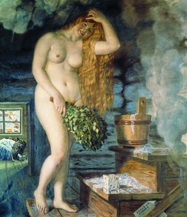 Pittura intitolato "Vénus russe" da Boris Koustodiev, Opera d'arte originale, Olio