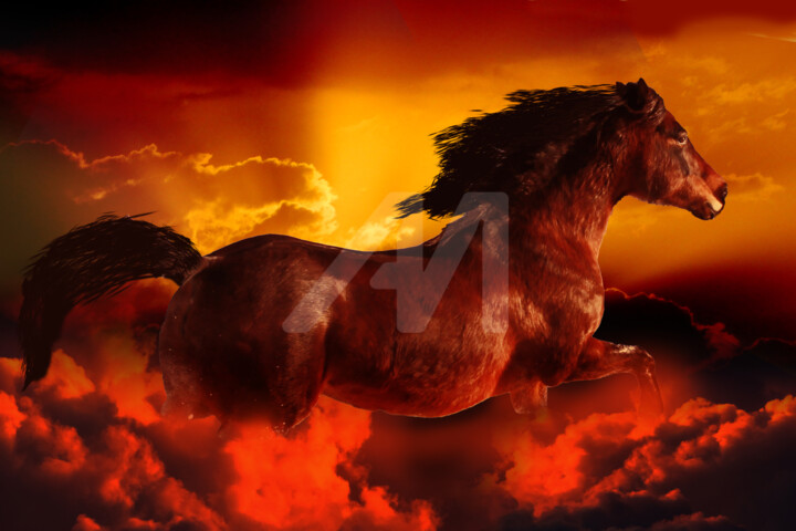 Horse Running Above The Mystic Clouds 2 数字艺术