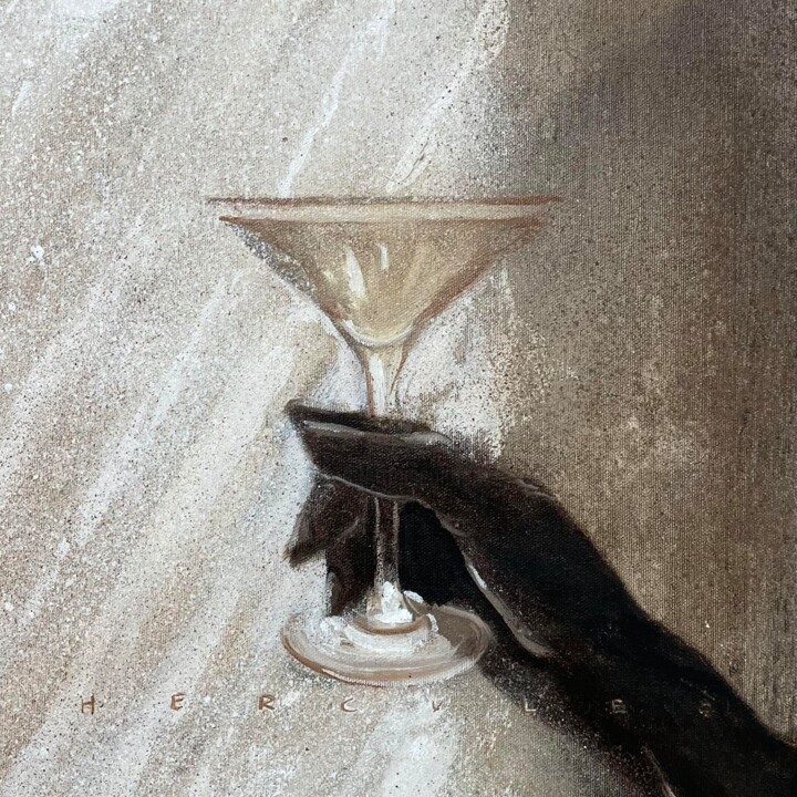 Sipping Serenity | Cocktail glass, Tranquility, Elegance 绘画, 11.8x11.8 in
