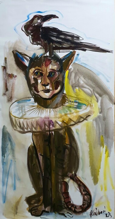 Rabe und Kater 绘画, 43.3x22.8 in