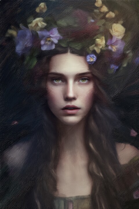 Arte digital titulada "Mnemosyne , Goddess…" por Gerry Martinez, Obra de arte original, Imagen generada por IA