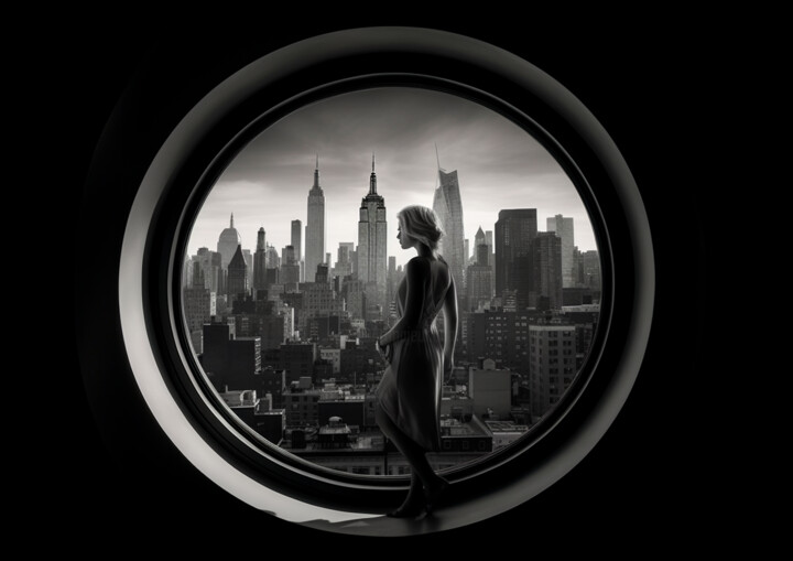 Digital Arts titled "#1 - At the window" by Eric Lespinasse, Original Artwork, Digital Photography Mounted on Aluminium