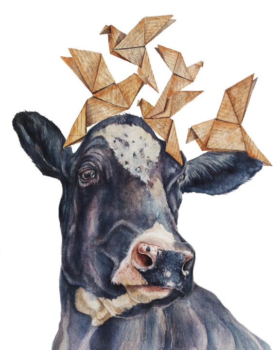 "Pastoral mood" 绘画, 19.7x15.8 in