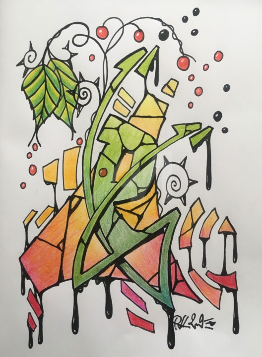 Graffiti lettre P 图画, 5.8x4.1 in