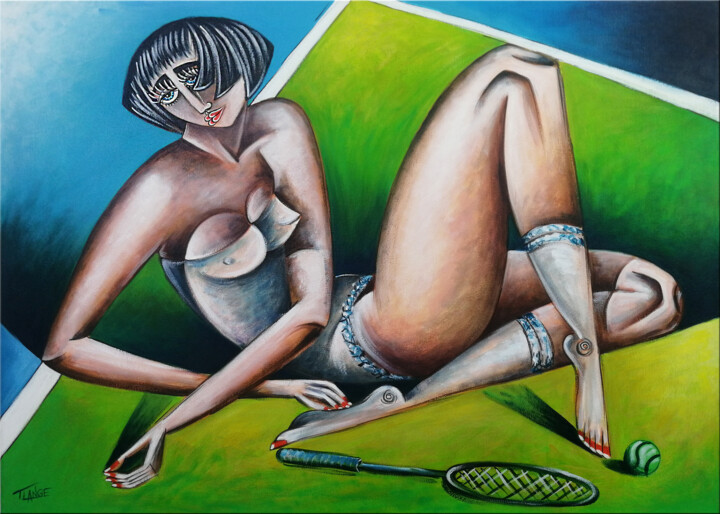 Woman Chillout #M175 绘画, 19.7x27.6 in