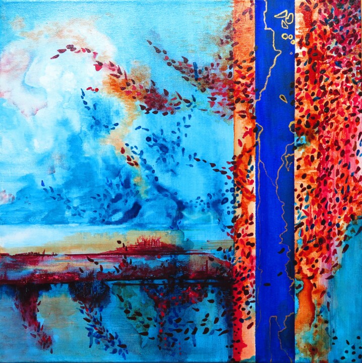 Peinture intitulée "Cohabiter - paysage…" par Clau Redier-Clément, Œuvre d'art originale, Encre Monté sur Châssis en bois