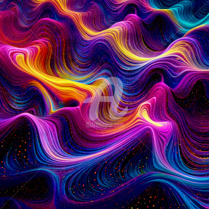 Arts numériques intitulée "Space Waves Cosmic…" par Justyna Jaszke, Œuvre d'art originale, Image générée par l'IA