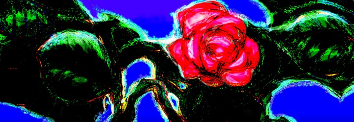 Arts numériques intitulée "Happy Little Rose" par Corinne Courlet, Œuvre d'art originale, Peinture numérique