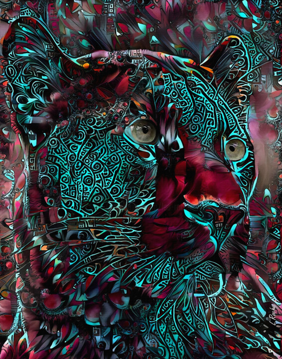 Pantera roja 绘画, 27.6x21.7 in