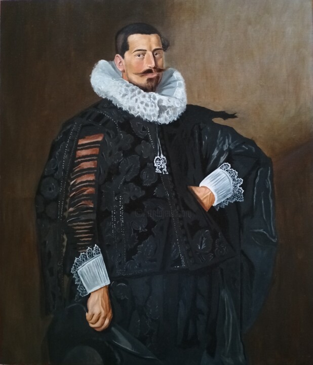 Copy of Frans Hals "Portrait of Jacob Olycan" (70x60cm) 绘画, 27.6x23.6 in