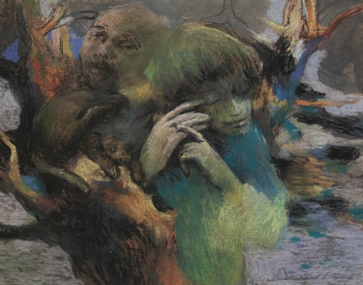 Peinture intitulée "Relations réciproqu…" par André Sofine, Œuvre d'art originale, Pastel