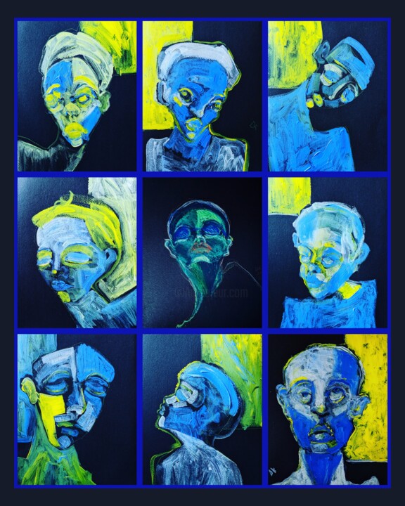Painting titled "Die vielen Gesichte…" by Diana Knepper, Original Artwork, Acrylic