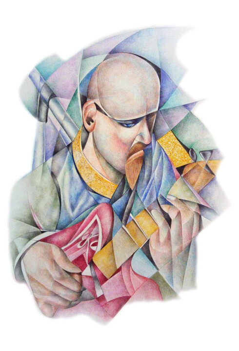 Jazz Guitarist 图画, 13x9.5 in