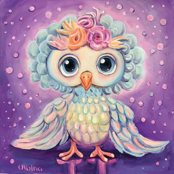 Owl 绘画, 11.8x11.8 in