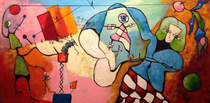 Les deux solitudes emmitouflées 绘画, 24x48 in