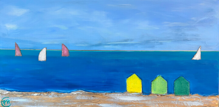 Painting titled "LA PLAGE" by Philippe Ceulemans, Original Artwork, Oil