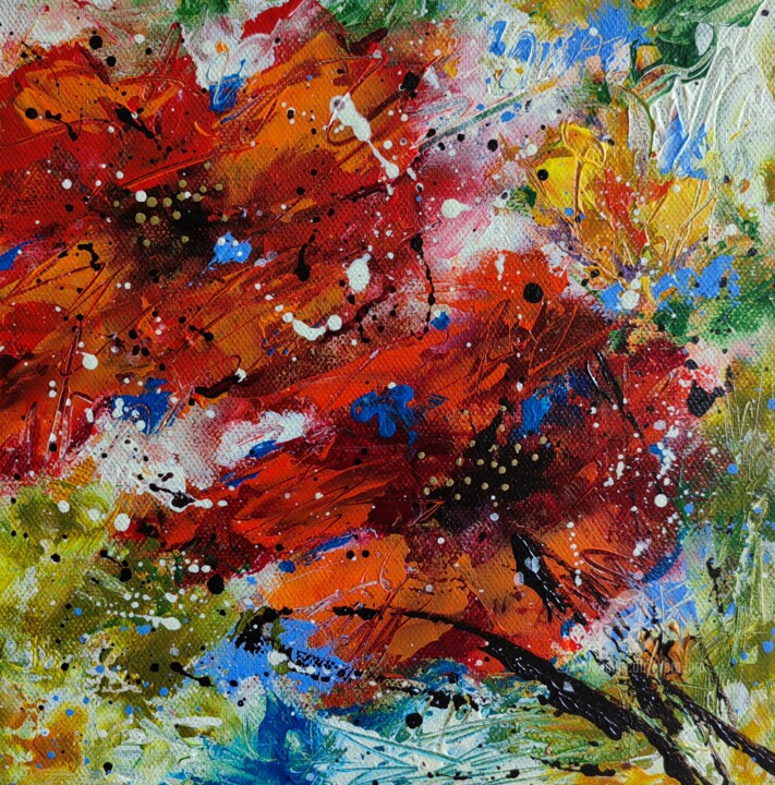 "Flowers for loved one" 绘画, 7.9x7.9 in