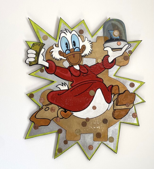 Uncle Scrooge and his first euro 绘画, 25.2x22.8 in