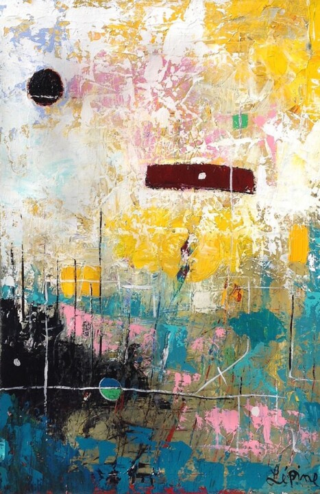 Painting titled "IMAGINAIRE  abstrac…" by Claude Lépine, Original Artwork, Acrylic