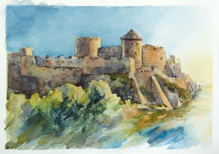 제목이 "Akkerman Fortress"인 미술작품 Olha Tielushkina로, 원작, 수채화