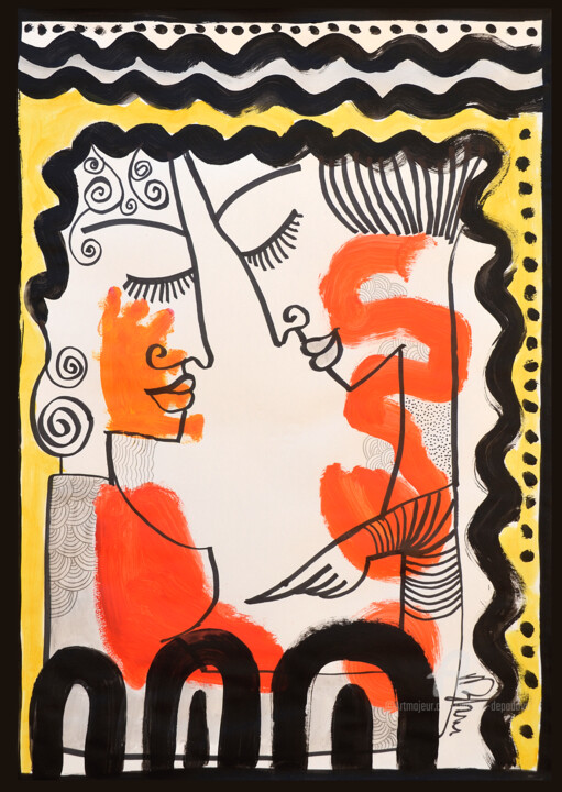 Peinture intitulée "Chuchoter dans le c…" par Valérie Depadova, Œuvre d'art originale, Acrylique