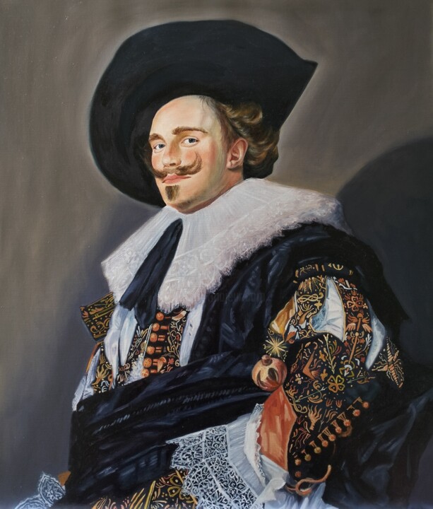 Copy of Frans Hals "The Laughing Cavalier" (70x60cm) 绘画, 27.6x23.6 in