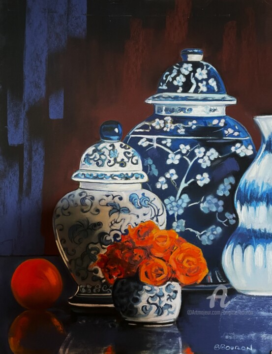 Faïences et roses 绘画, 15.8x11.8 in