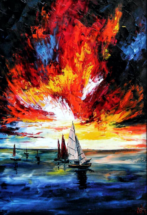 The latest minute of sunset 绘画, 27.6x19.7 in