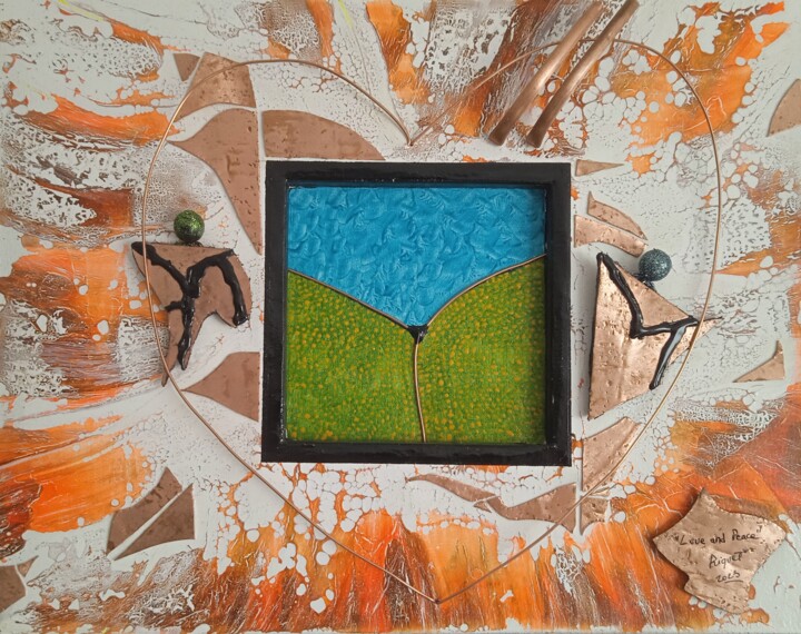 " Love and Peace " 绘画, 15.8x19.7 in
