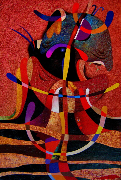 Painting titled "The path up the mou…" by Andrej Losovoj, Original Artwork, Oil
