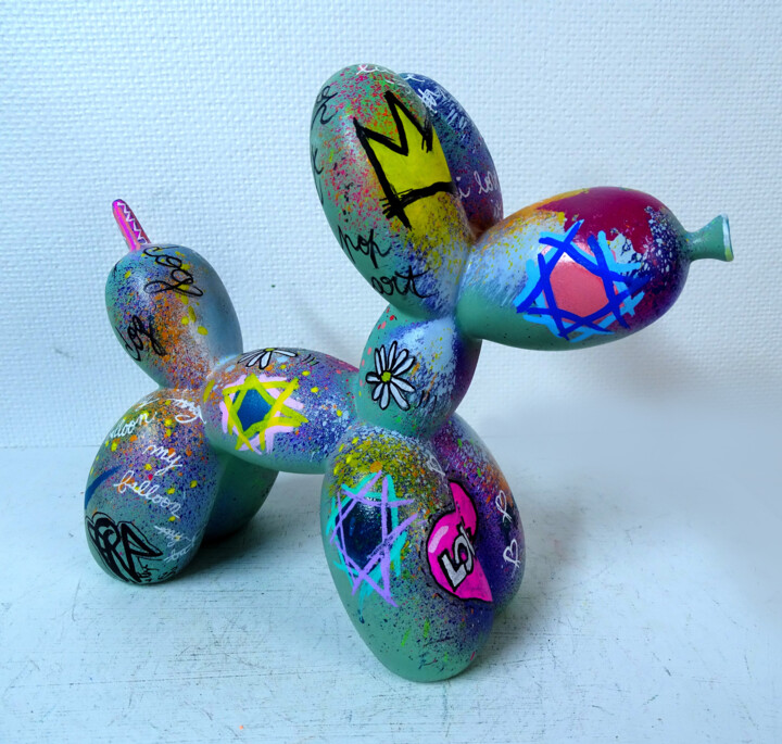 Balloon Dog Pop Art Street Art Graffiti Sculpture PVettese 雕塑, 7.5x9.1 in