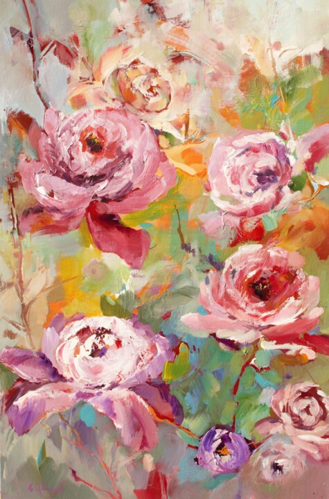 「Pink Glow」というタイトルの絵画 Alexandra Ghimisiによって, オリジナルのアートワーク, アクリル