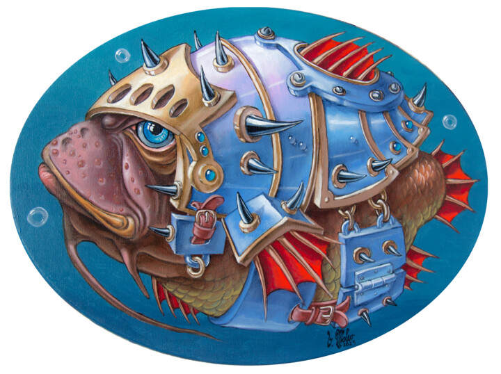 Battle fish 绘画, 11.8x15.8 in
